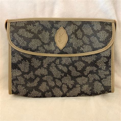 YSL Yves Saint Laurent Vintage Giraffe Print Leather Clutch